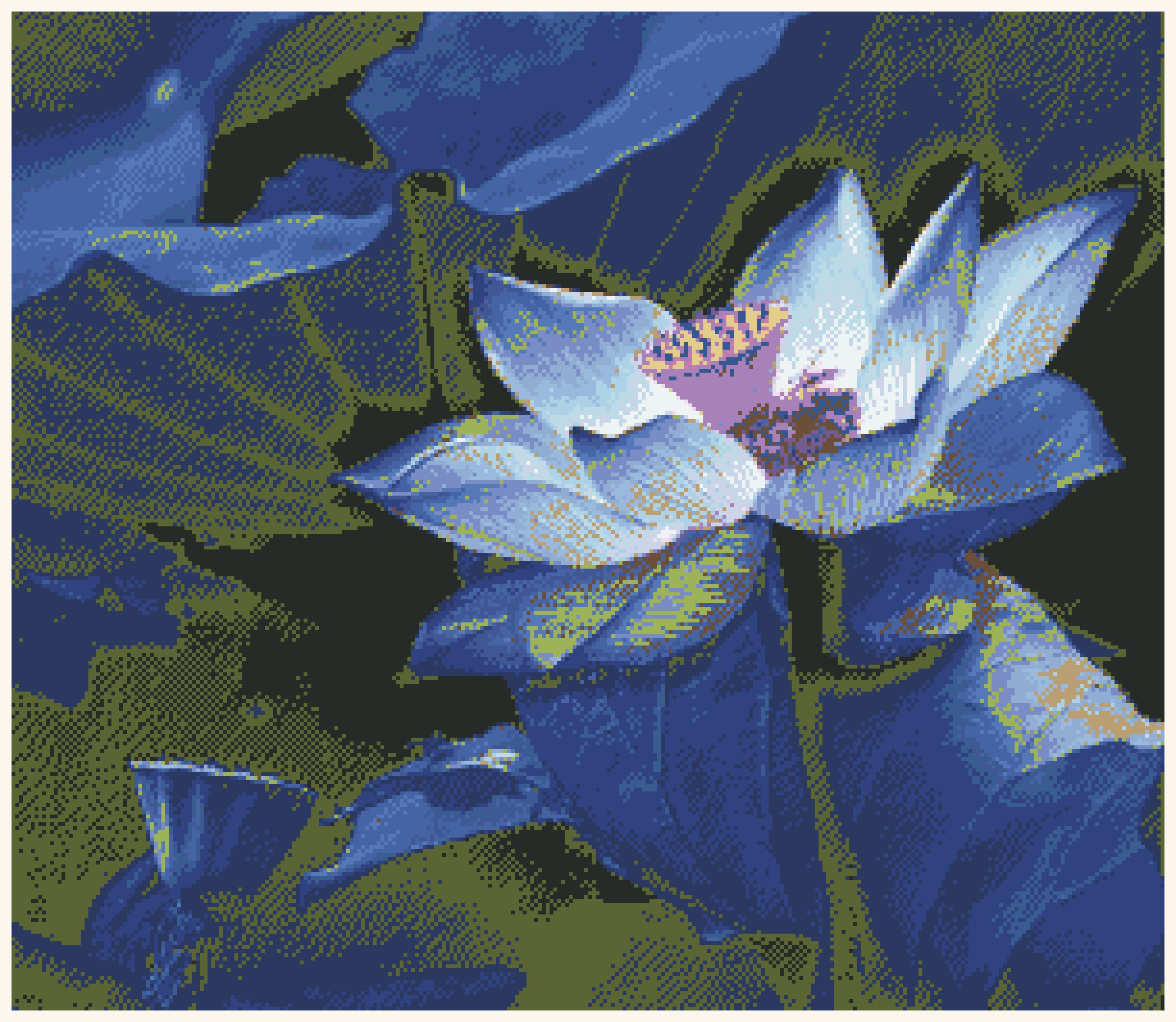 Lotus charm cross stitch pattern inspired by paper-cut motifs