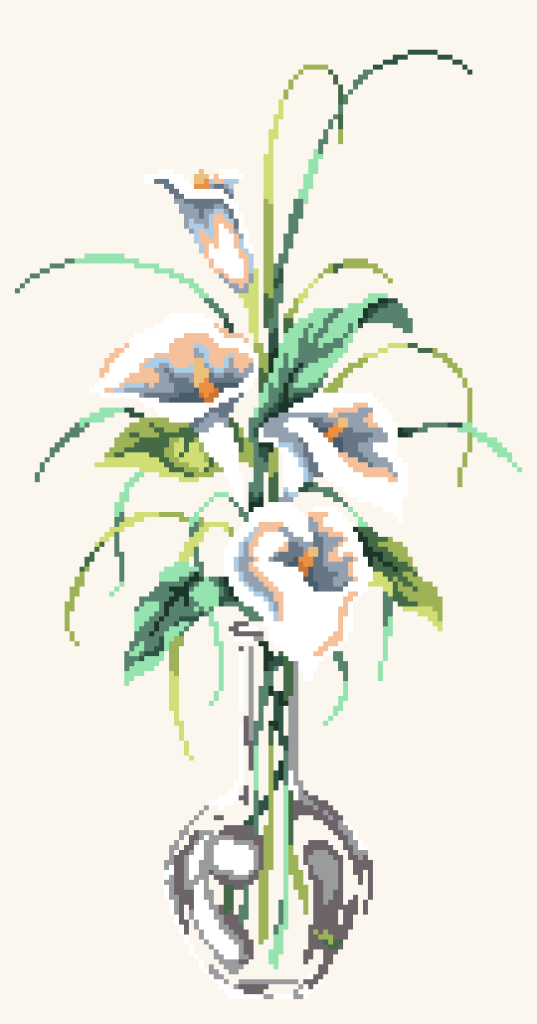 Rabbit Ears and Flower Cross Stitch Pattern (Medium)