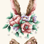 Rabbit Ears and Flower Cross Stitch Pattern (Medium)